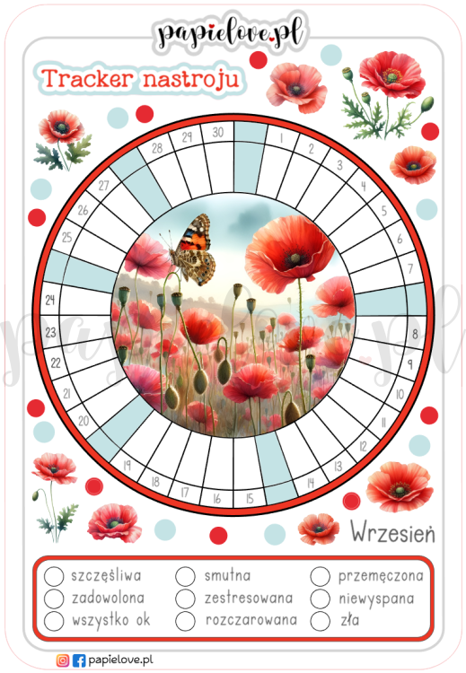 Naklejki - Tracker nastroju - wrzesień 2