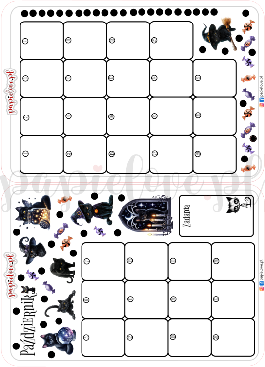 Naklejkowy kalendarz podwójny na październik 2026