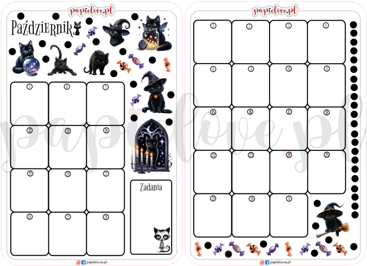 Naklejkowy kalendarz podwójny na październik 2026