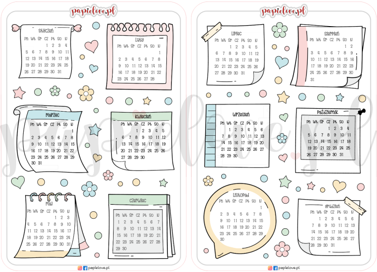 Naklejkowe kalendarze notesiki 2026