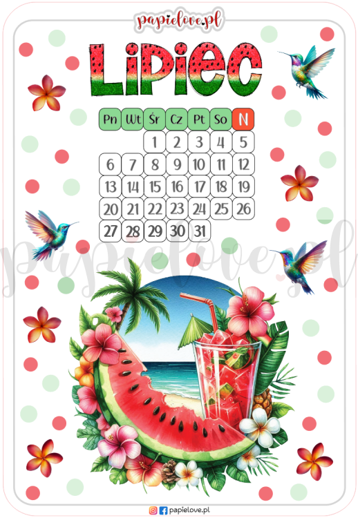Naklejki na powitanie lipca - Arbuzy 2026