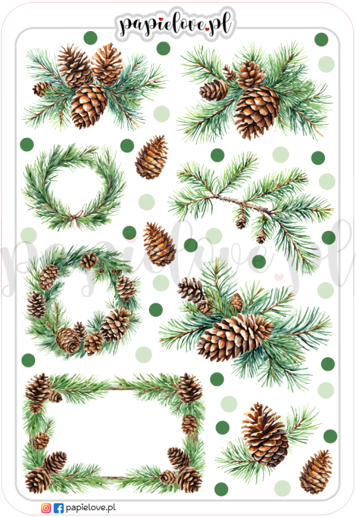 Naklejki - Zimowe gałązki i szyszki 1.png