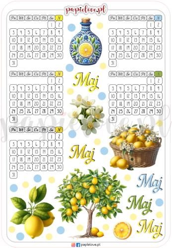Naklejki - Kalendarze cytryny Maj 2027