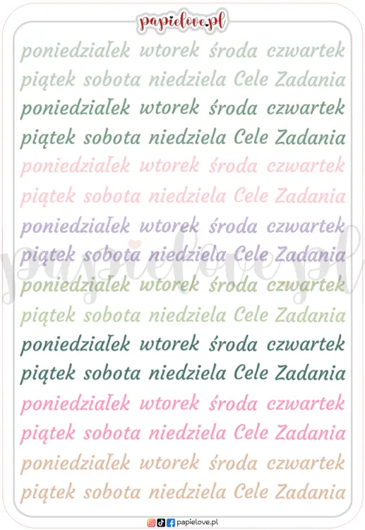 Naklejki - Dni tygodnia - Eukaliptus