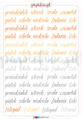 Naklejki - Dni tygodnia - Deszczowa jesień