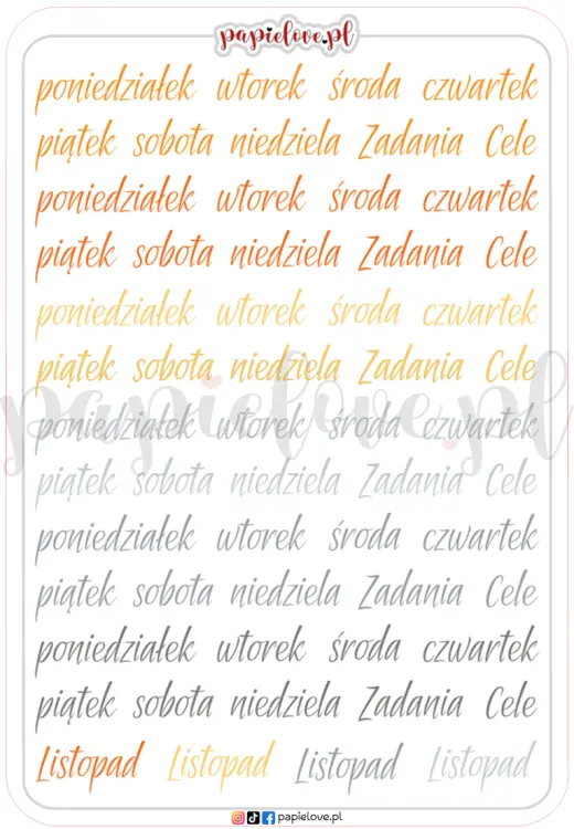 Naklejki - Dni tygodnia - Deszczowa jesień